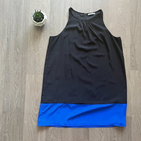 Smart Set Sleeveless Mini Dress with Cobalt Blue Hem - Picture 2 of 9